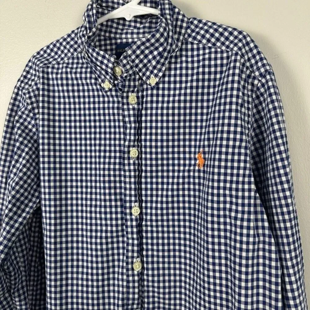 Ralph Lauren Boys Medium (10-12) Long Sleeve Button Down Plaid Shirt